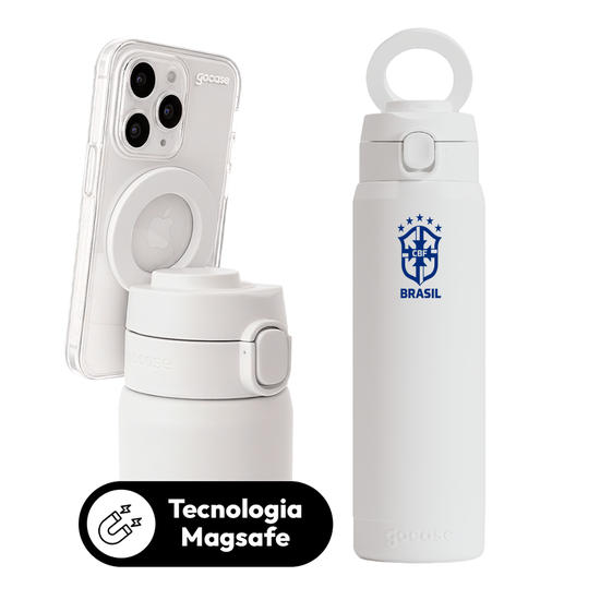 Garrafa Térmica Magsafe + Ebook - CBF - Escudo Minimalista Azul
