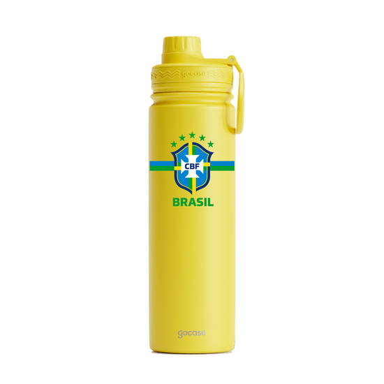 Garrafa Térmica Fresh + Ebook - CBF - Brasil Core - Amarelo