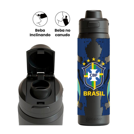 Garrafa Térmica Flip Pro + Ebook - CBF - Uniforme 2 Escudo - 2026