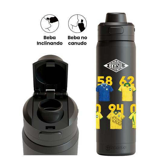 Garrafa Térmica Flip Pro + Ebook - CBF - Camisas 5 títulos