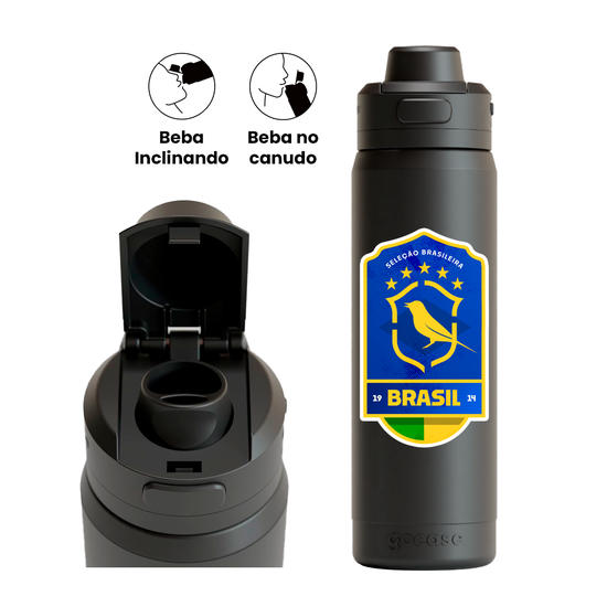 Garrafa Térmica Flip Pro + Ebook - CBF - Selo Canarinho