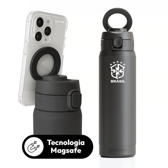 Garrafa Térmica Magsafe + Ebook - CBF - Escudo Minimalista Branco