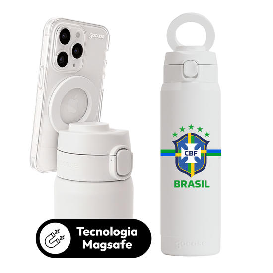 Garrafa Térmica Magsafe + Ebook - CBF - Escudo Listras Centrais
