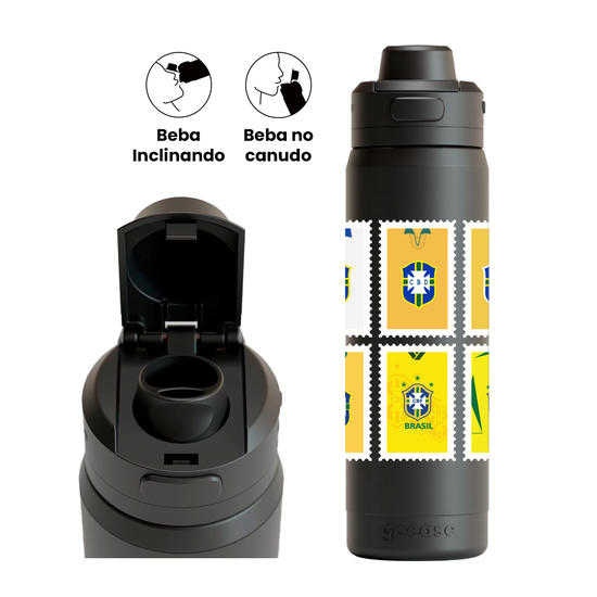 Garrafa Térmica Flip Pro + Ebook - CBF - Camisas Históricas