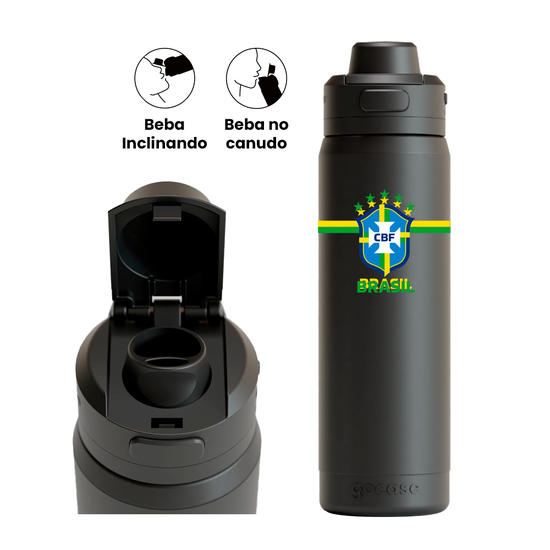 Garrafa Térmica Flip Pro + Ebook - CBF - Brasil Core