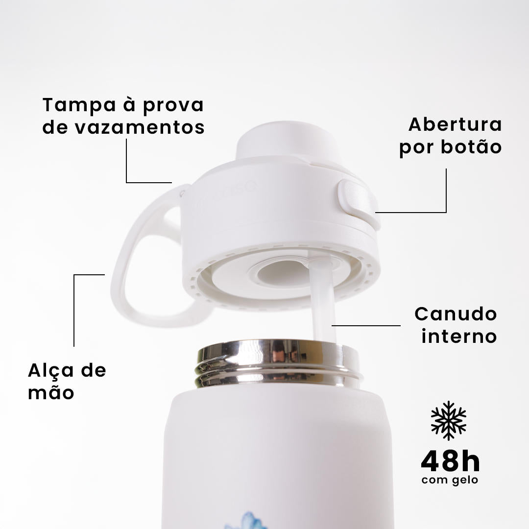 Garrafa Térmica Flip Pro + Ebook - CBF - Escudo Minimalista Azul