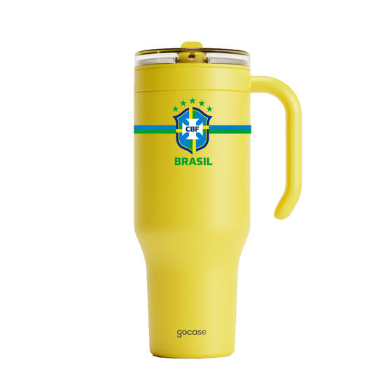 Copo Térmico Life + Ebook - CBF - Brasil Core - Amarelo