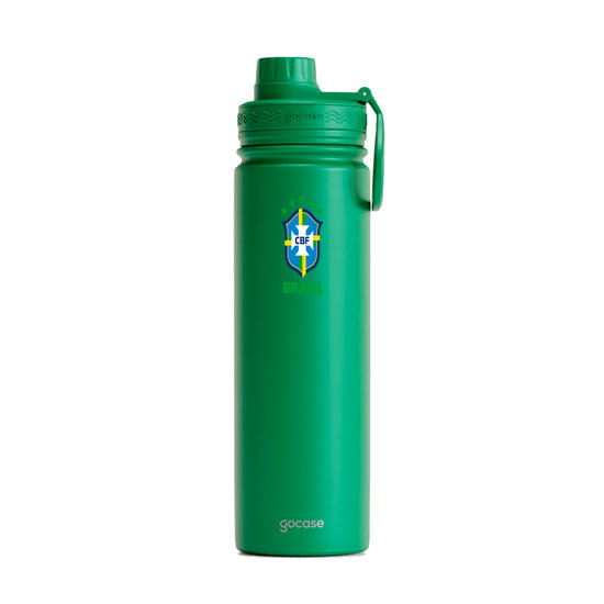 Garrafa Térmica Fresh + Ebook - CBF - Escudo Minimalista Amarelo