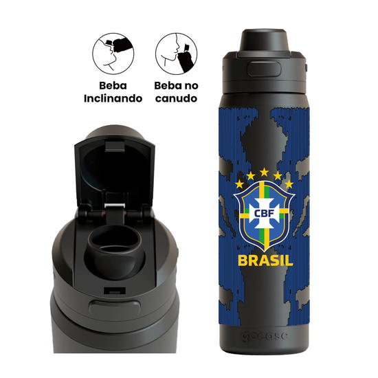 Garrafa Térmica Flip Pro + Ebook - CBF - Uniforme 2 Personalizado - 2026