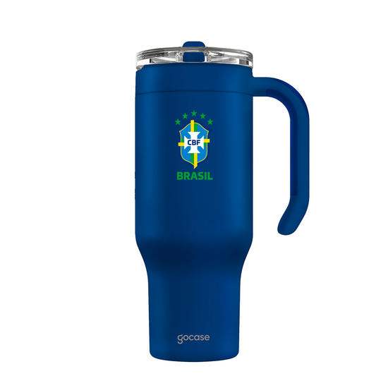 Garrafa Térmica Fresh + Ebook - CBF - Escudo Minimalista Amarelo