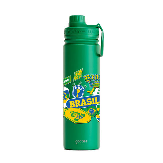 Garrafa Térmica Fresh + Ebook - CBF - Selos Brasil