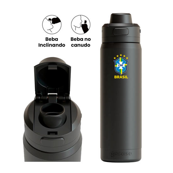 Garrafa Térmica Flip Pro + Ebook - CBF - Escudo Minimalista
