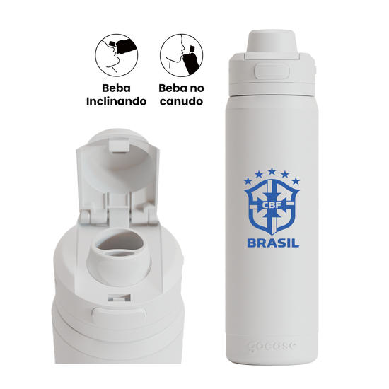 Garrafa Térmica Flip Pro + Ebook - CBF - Escudo Azul